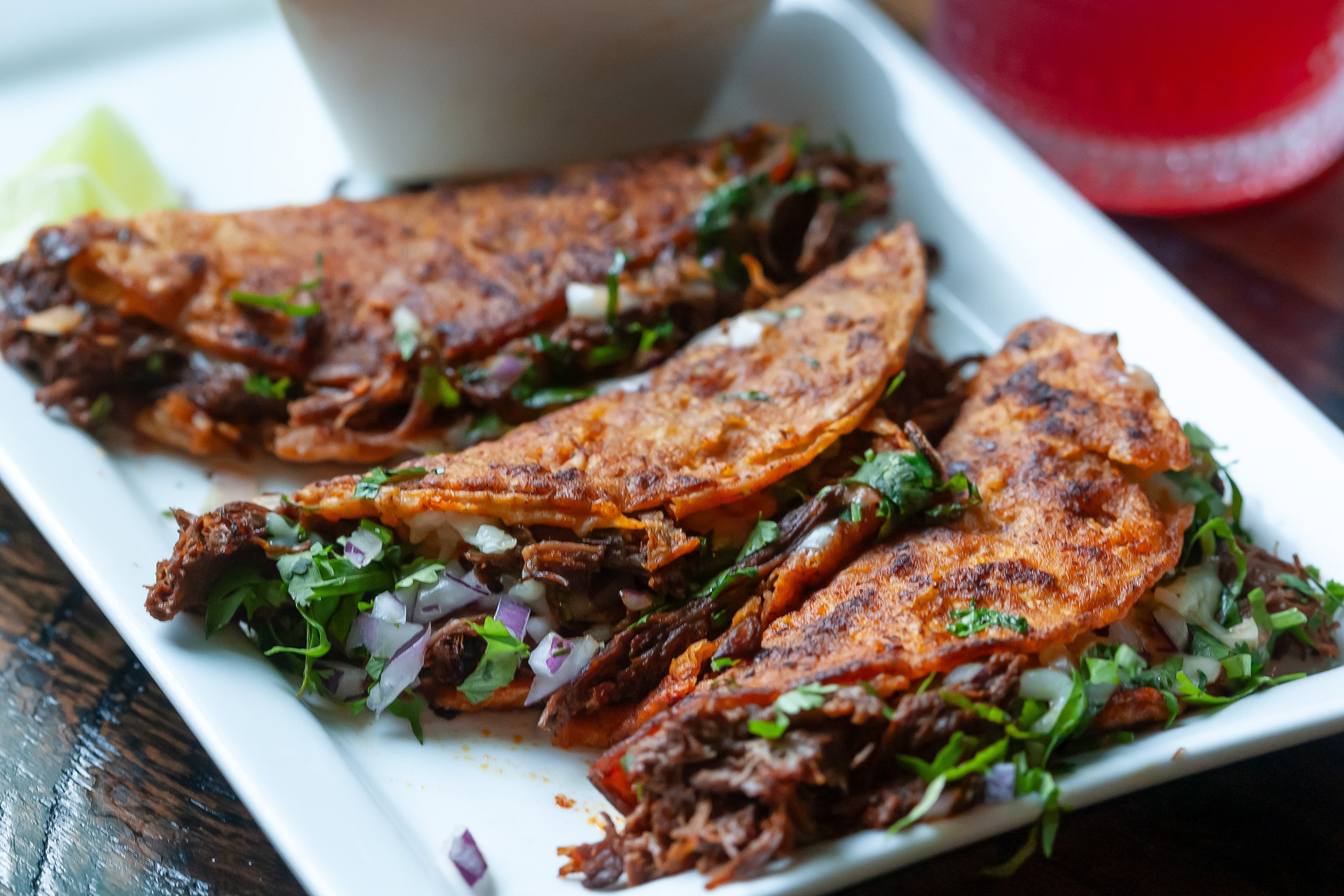 Quesabirria tacos close-up